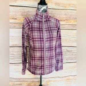Columbia Women’s Purple Plaid Full Zip Long Sleeve Fleece Jacket